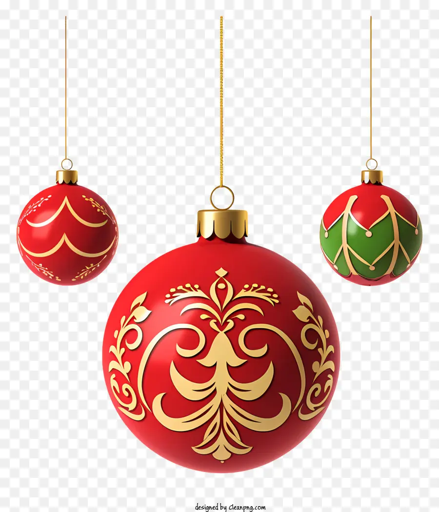 Enfeites De Natal，Decorações Vermelhas E Verdes PNG