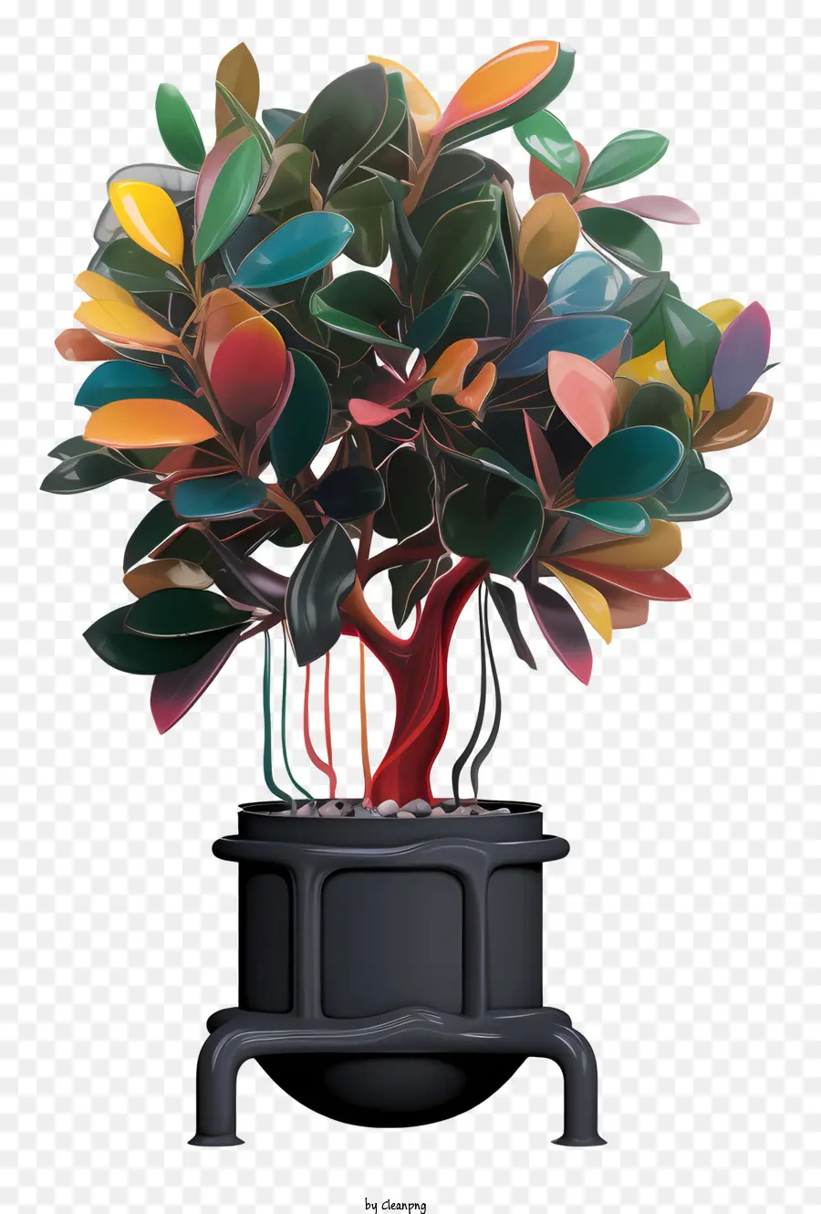Uma árvore Bonsai，Metal Pote PNG