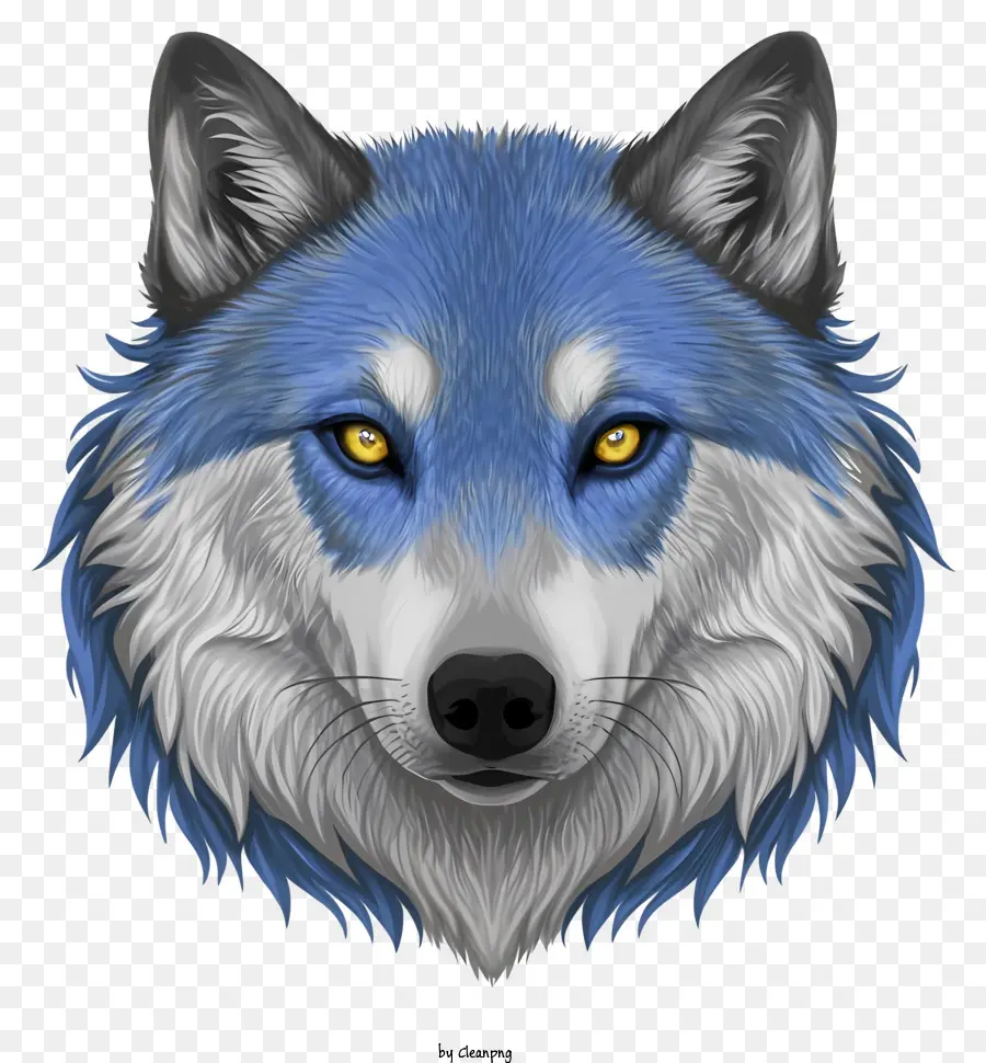 Azul Lobo，Olhos Dourados PNG