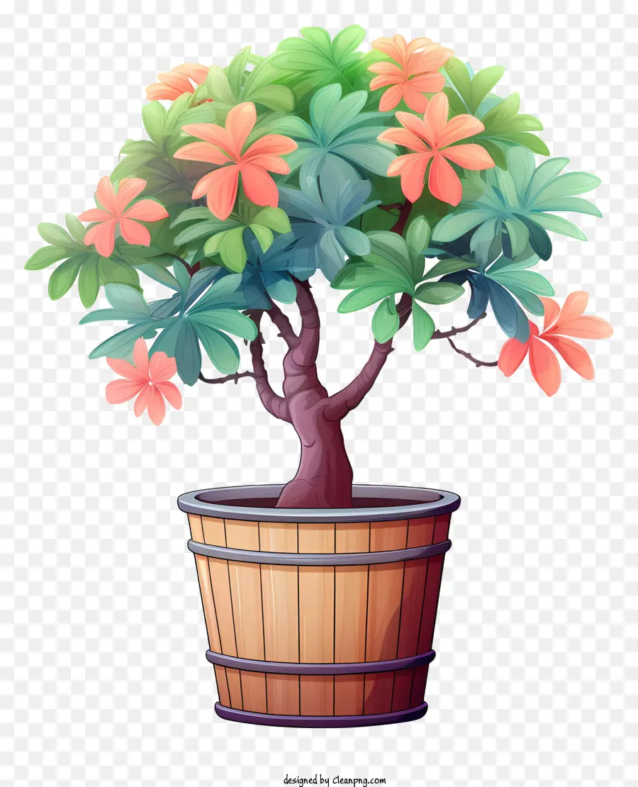 Uma árvore Bonsai，Pote De Madeira PNG
