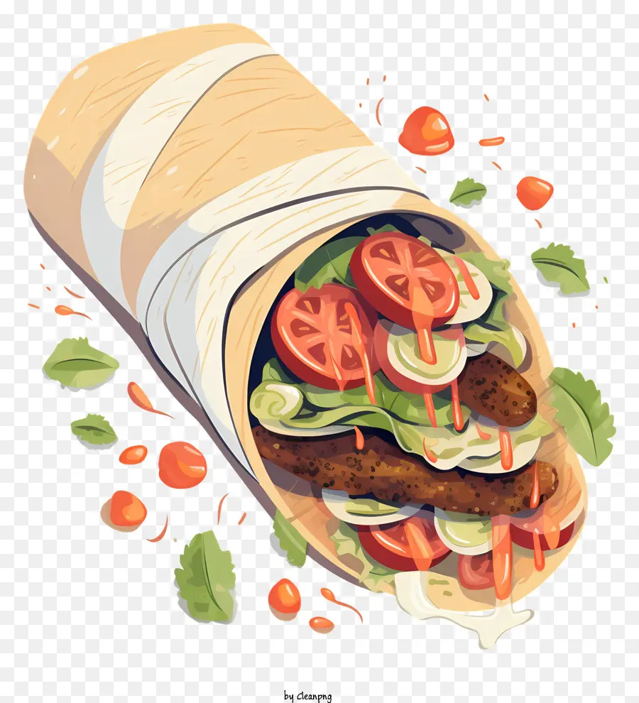 O Shawarma De Frango，Burrito PNG