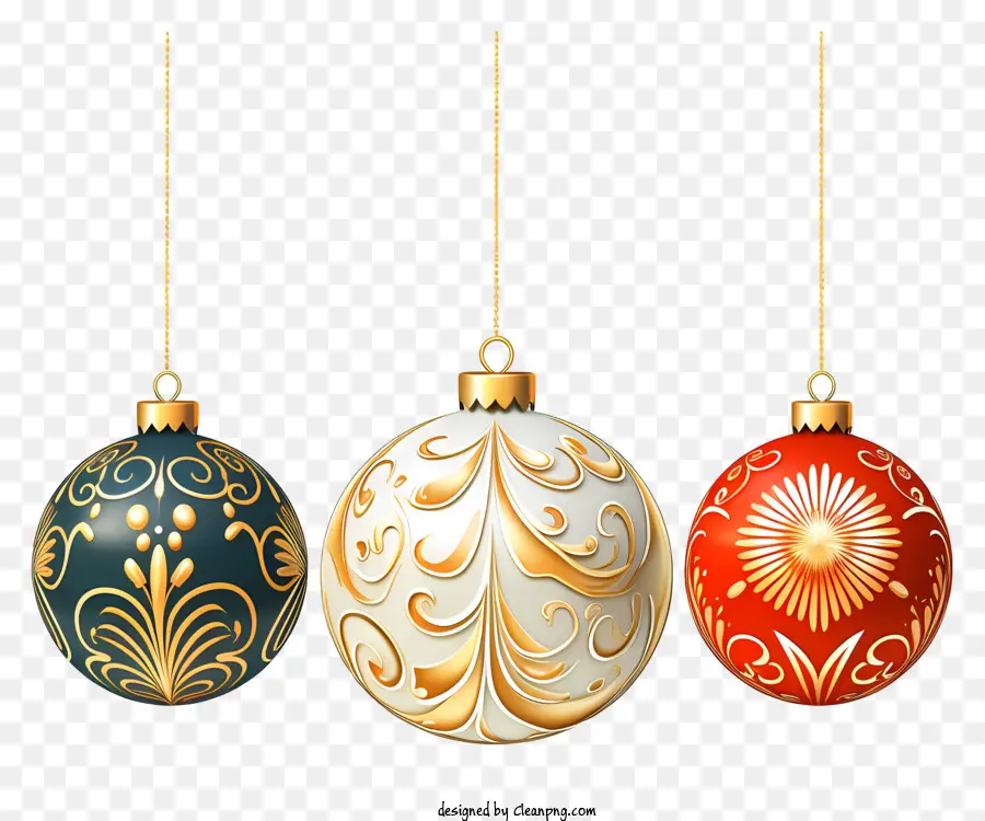 Bolas De Natal，Decorações De Natal Ornamentadas PNG