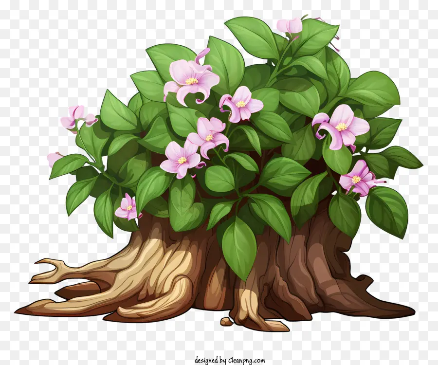 Toco De árvore，Toco De árvore Com Flores PNG