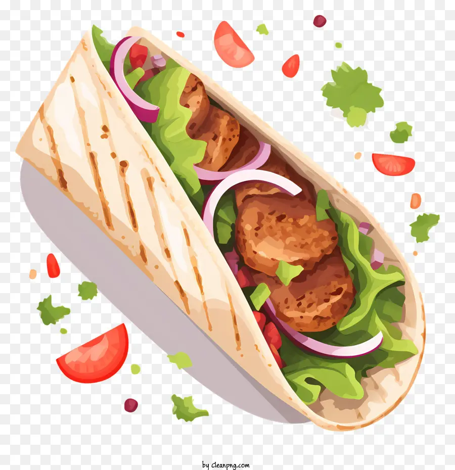 Frango E Legumes，Envoltório De Falafel PNG