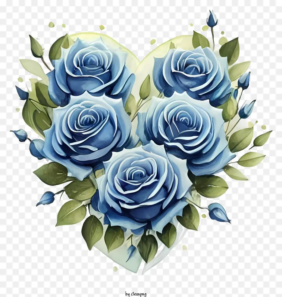 Coração Com Rosas，Rosas Azuis PNG