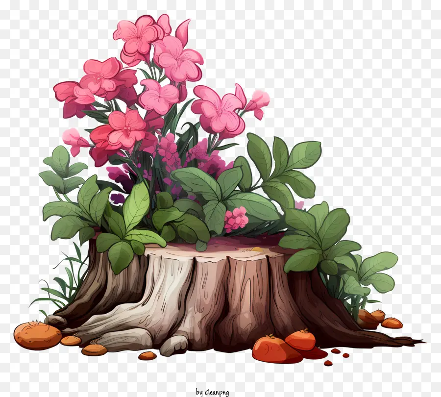 Toco De árvore，Flores Cor De Rosa PNG