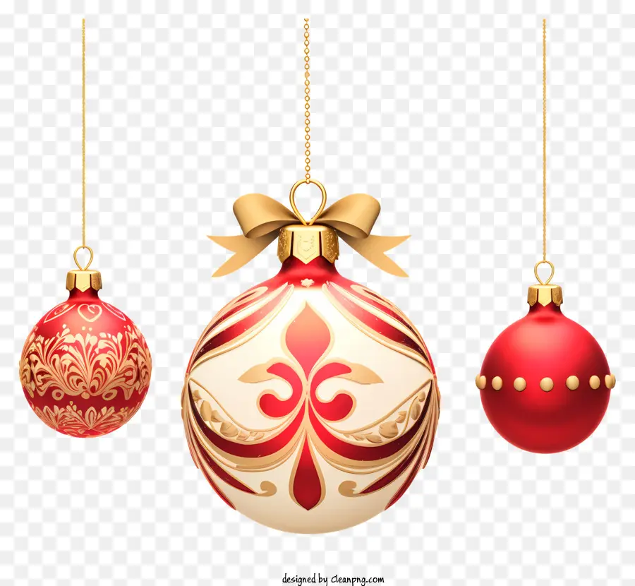 Enfeites De Natal，Ornamentos Vermelhos E Dourados PNG