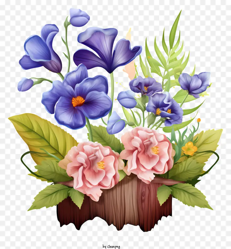 Buquê，Flores Azuis E Roxas PNG