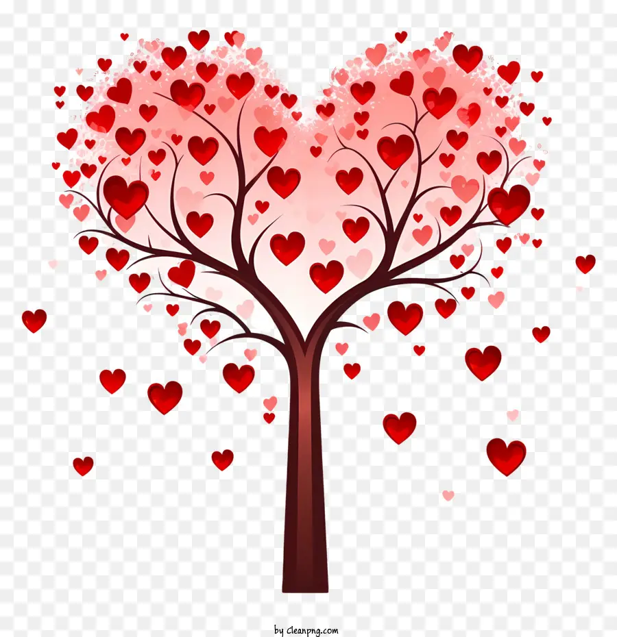 árvore Em Forma De Coração，Coração Vermelho PNG