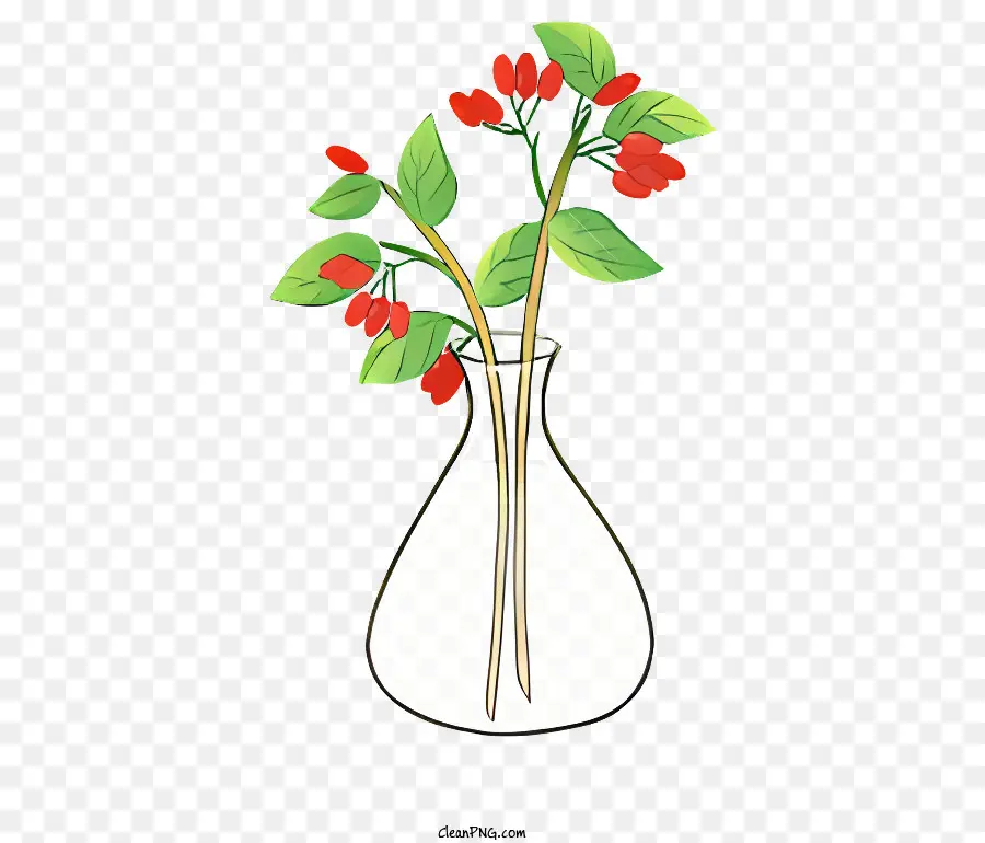 Vaso Transparente，Vaso Com Flores Vermelhas PNG