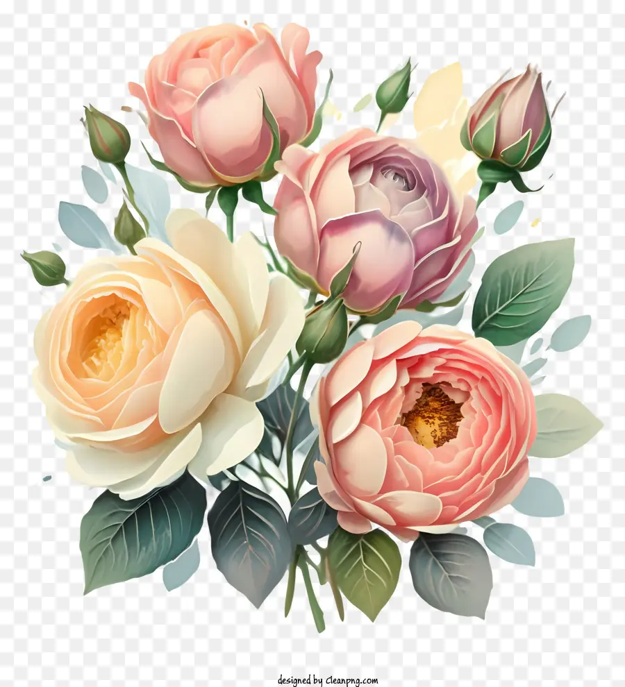 Buquê De Rosas，Rosas Brancas E Rosa PNG
