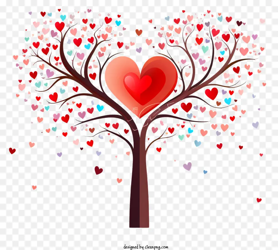 árvore Com Corações，Amor E Carinho PNG