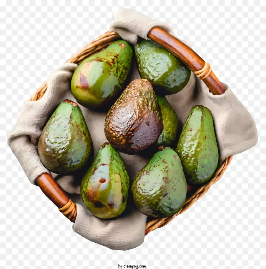 Avocados Verdes，Cesta De Abacates PNG