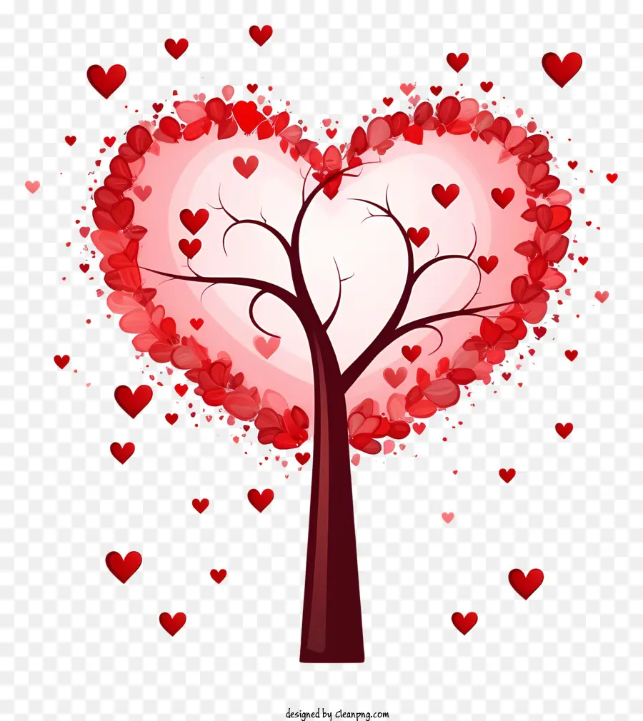 Heartshaped árvore，Coração Vermelho PNG
