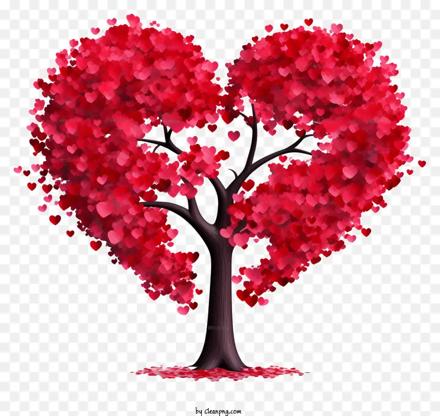 Palavras Chave Árvore Em Forma De Coração，Folhas Vermelhas PNG