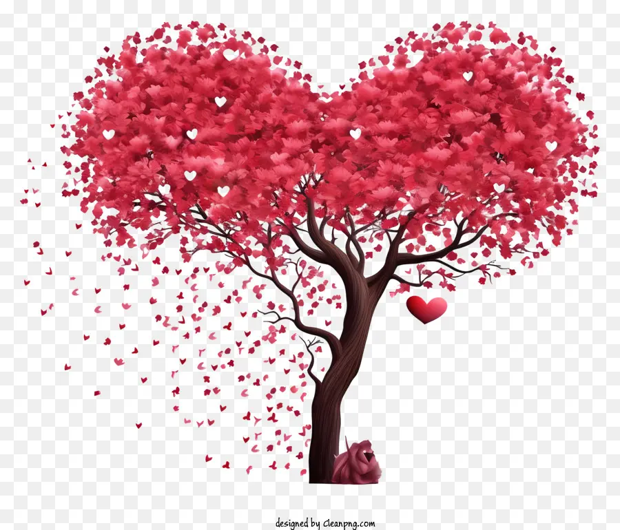 Heartshaped árvore，Folhas Vermelhas Em Forma De Coração PNG
