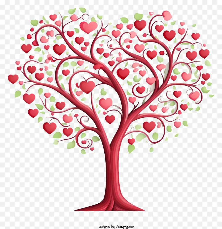 Vermelho árvore，Corações Em Forma De Coração PNG