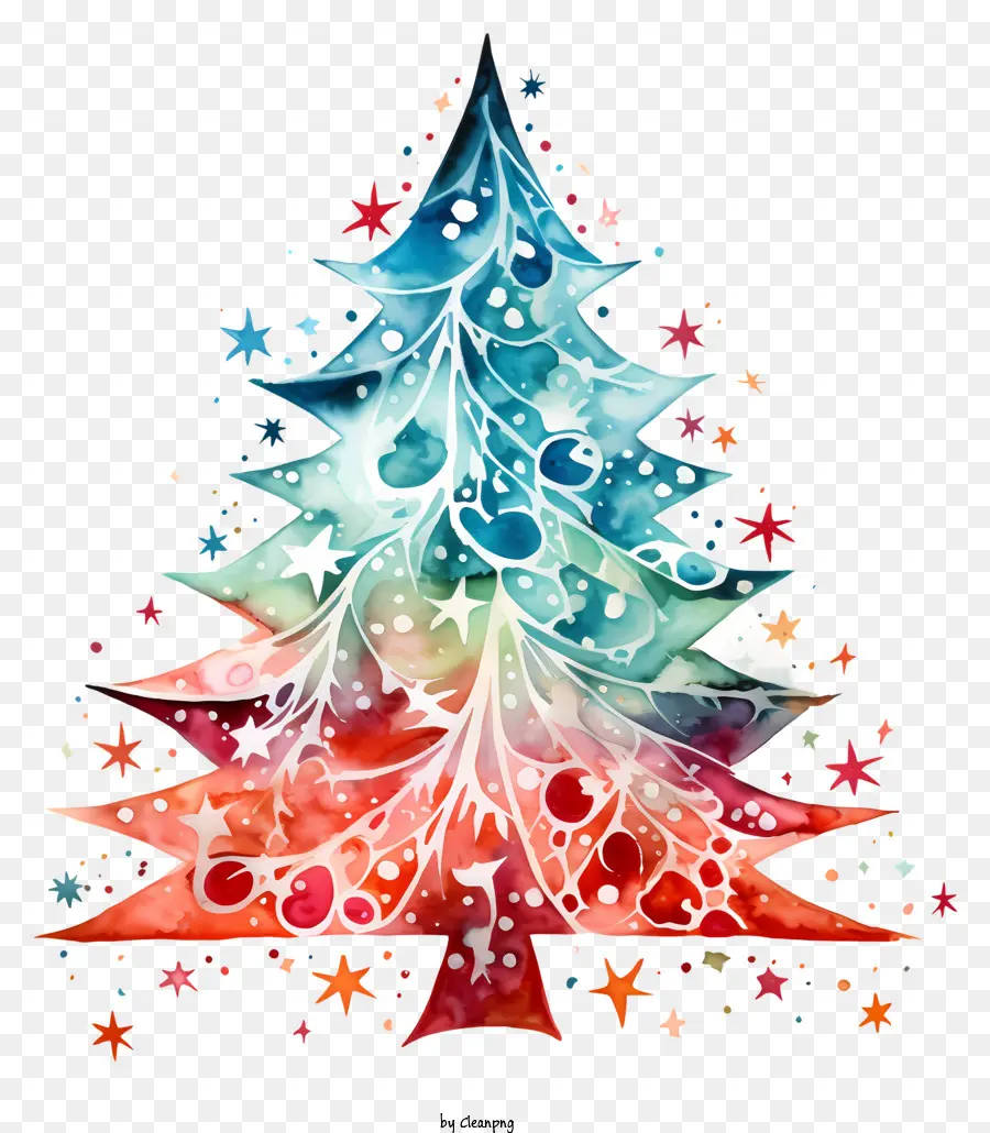árvore De Natal，Salpões De Tinta Em Aquarela PNG