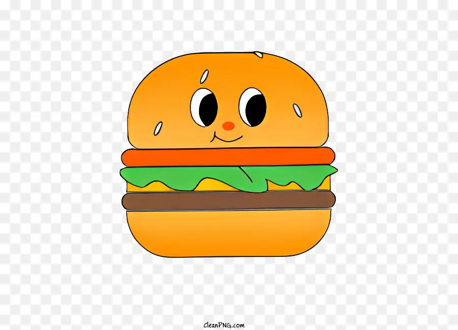 Cartoon Hamburger，Rosto A Sorrir PNG