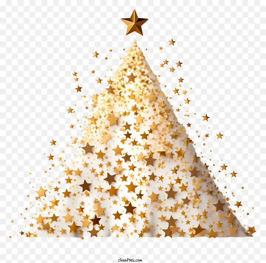 Árvore De Natal Da Estrela Do Ouro，Black Background PNG