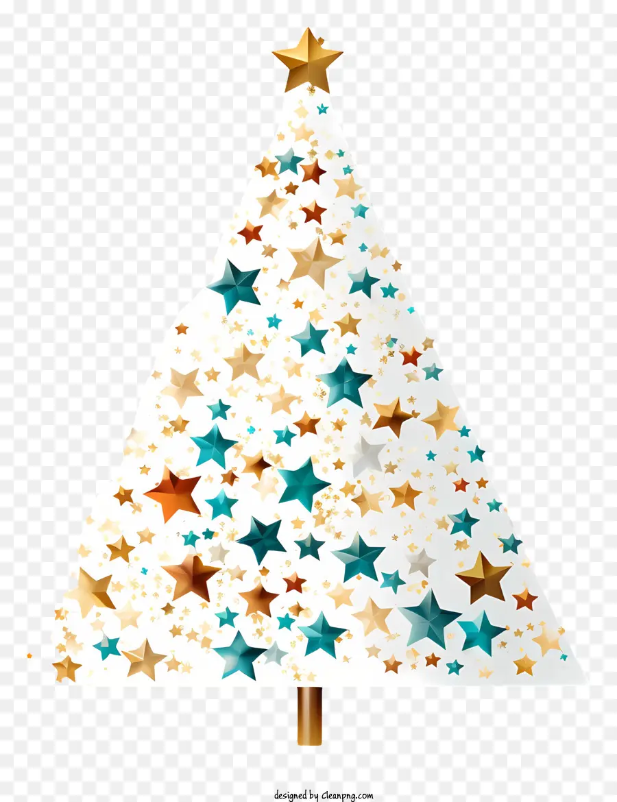 Branco árvore De Natal，Estrelas De Prata E Azul PNG