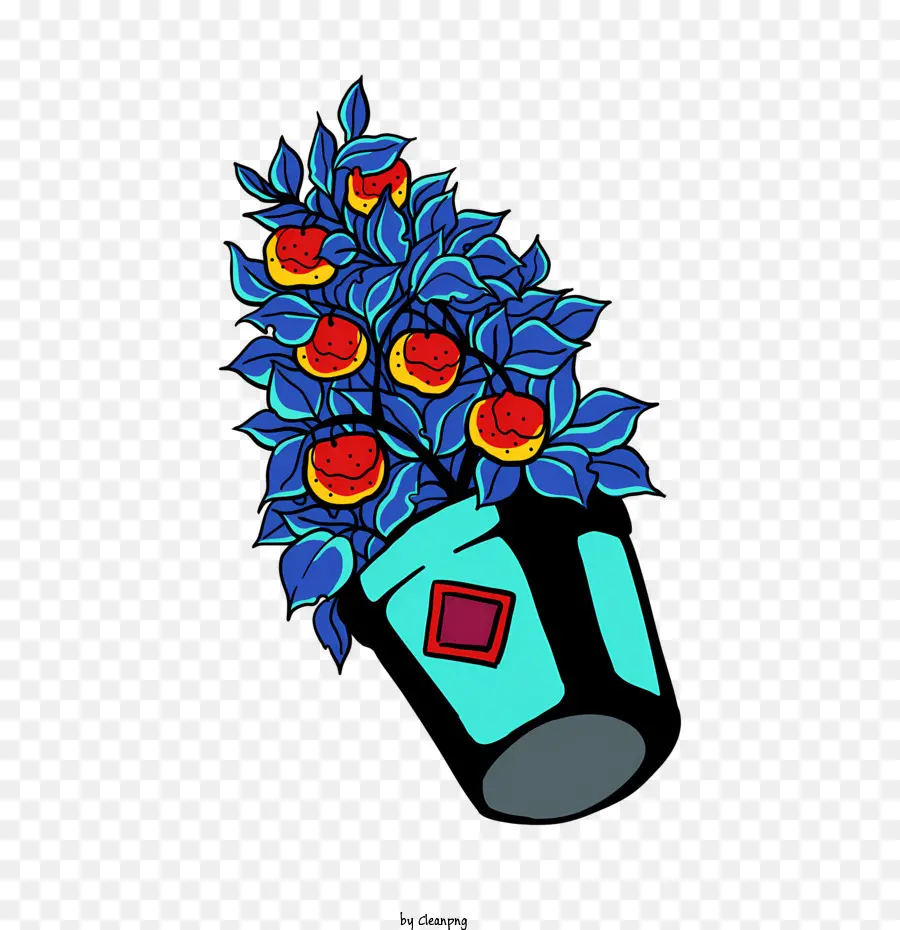 Vaso Azul，Flores Crescendo PNG