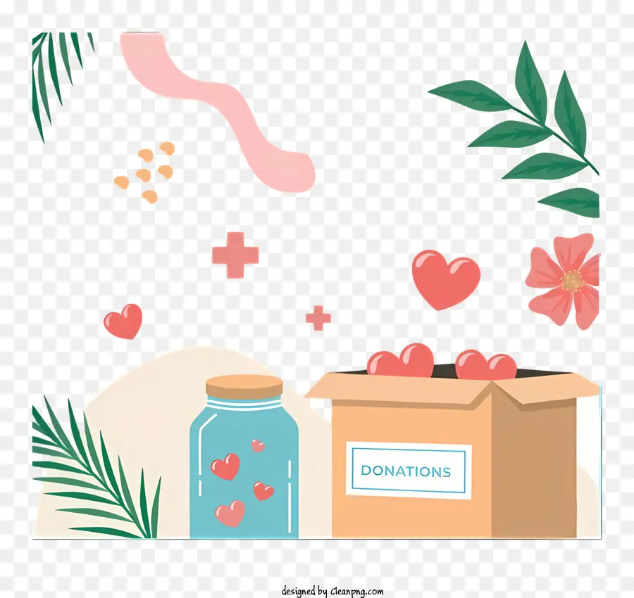 Coração E Flores，Doações PNG