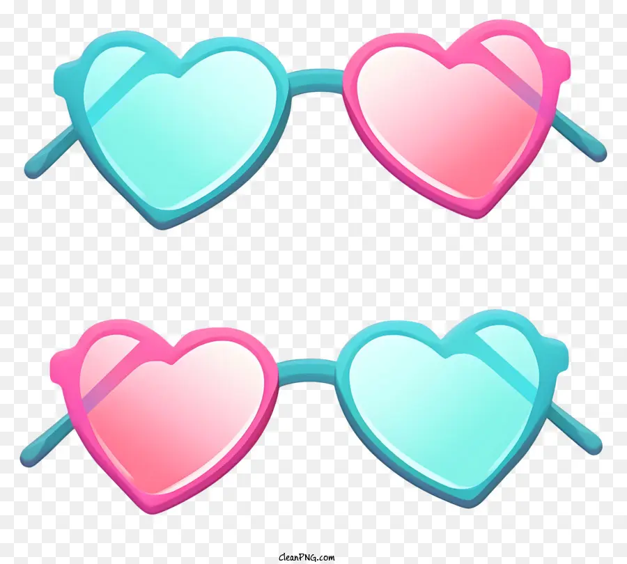 Óculos De Sol Em Forma De Coração，óculos De Sol Rosa E Azul PNG
