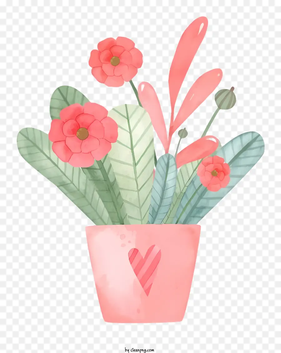 Planta Em Vaso，Vaso De Flores Rosa PNG