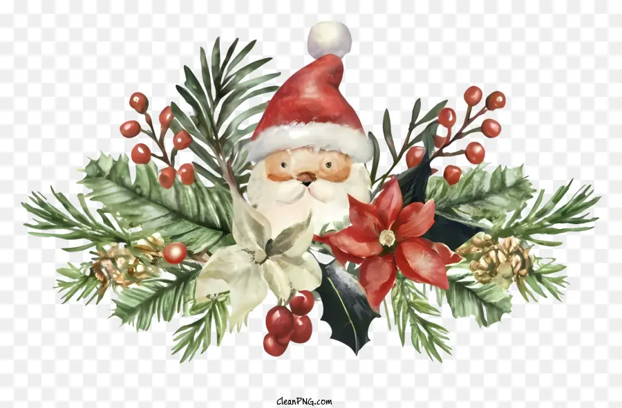 Papai Noel，Holly Branches PNG