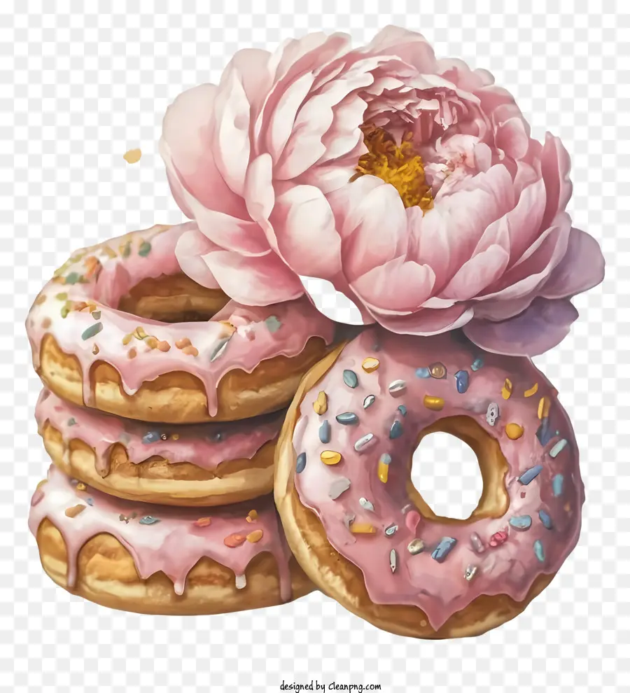 Flor De Paisley Rosa，Donuts Rosa E Verde PNG