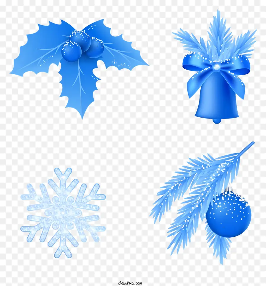 Ornamentos Azuis，Flocos De Neve Brancos PNG