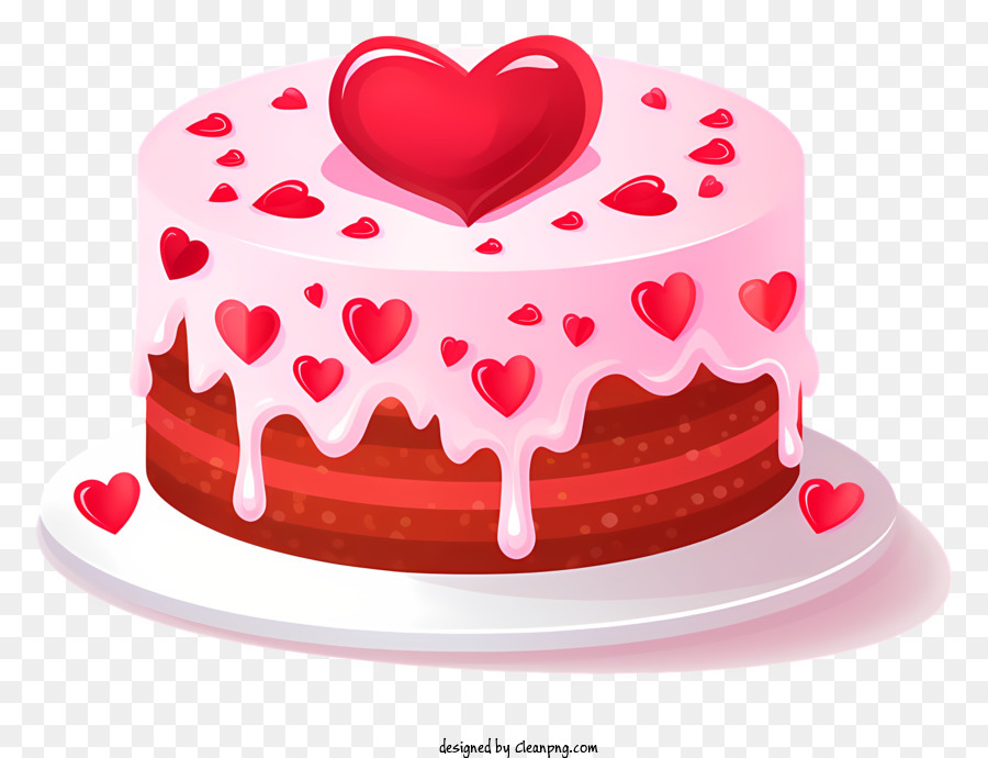 Bolo de aniversário rosa com chocolate pingando no prato ícone dos desenhos  animados