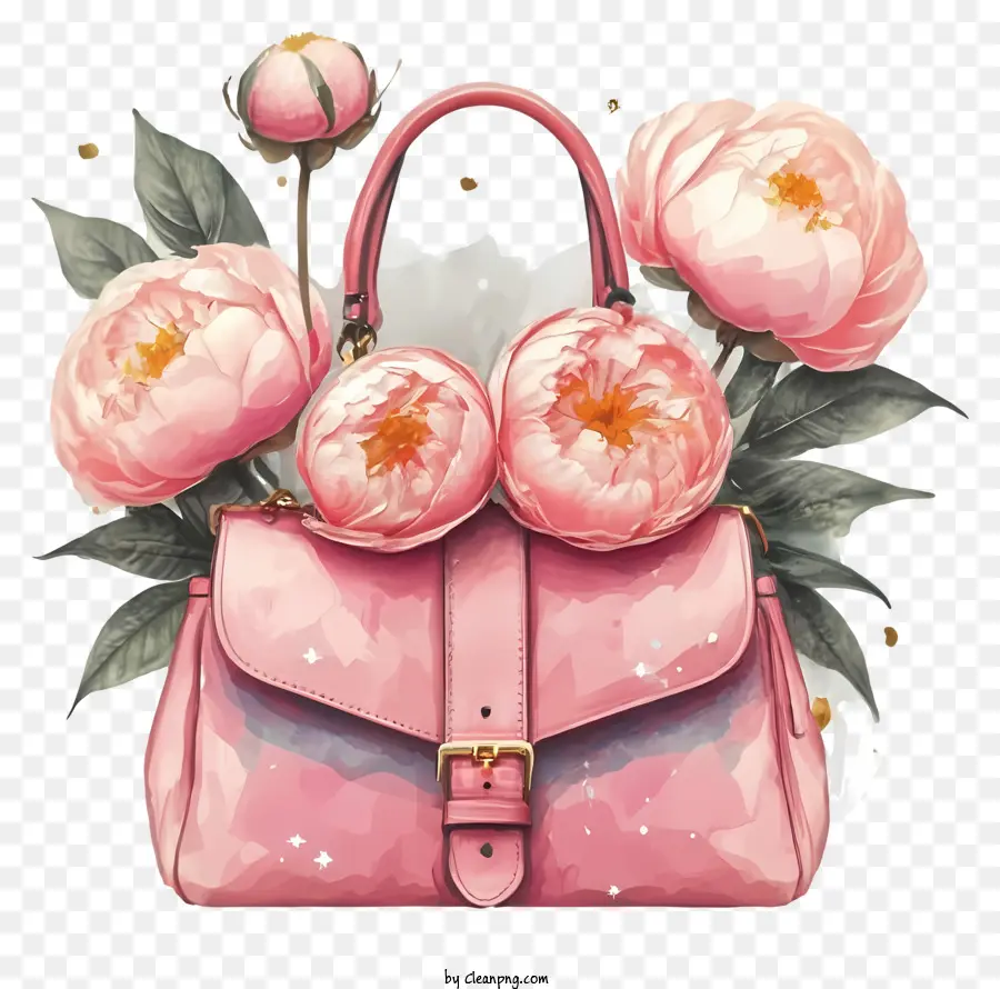 Bolsa De Mão Cor De Rosa，Arranjo De Rosa PNG