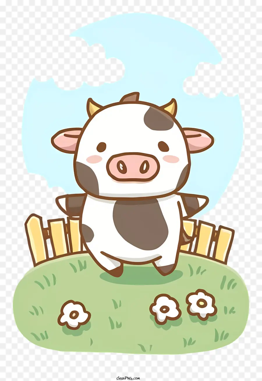 Cartoon Cow，Campo De Grama PNG
