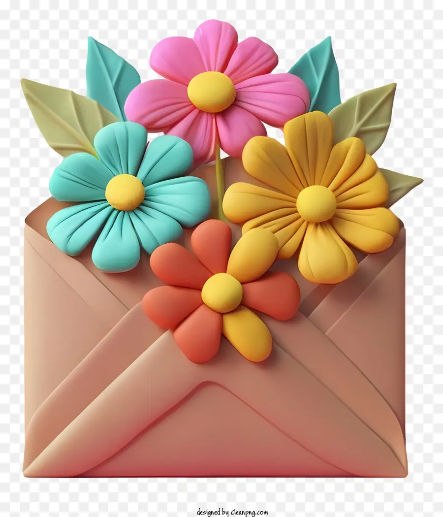 Envelope Decorado，Flores Em Envelope PNG