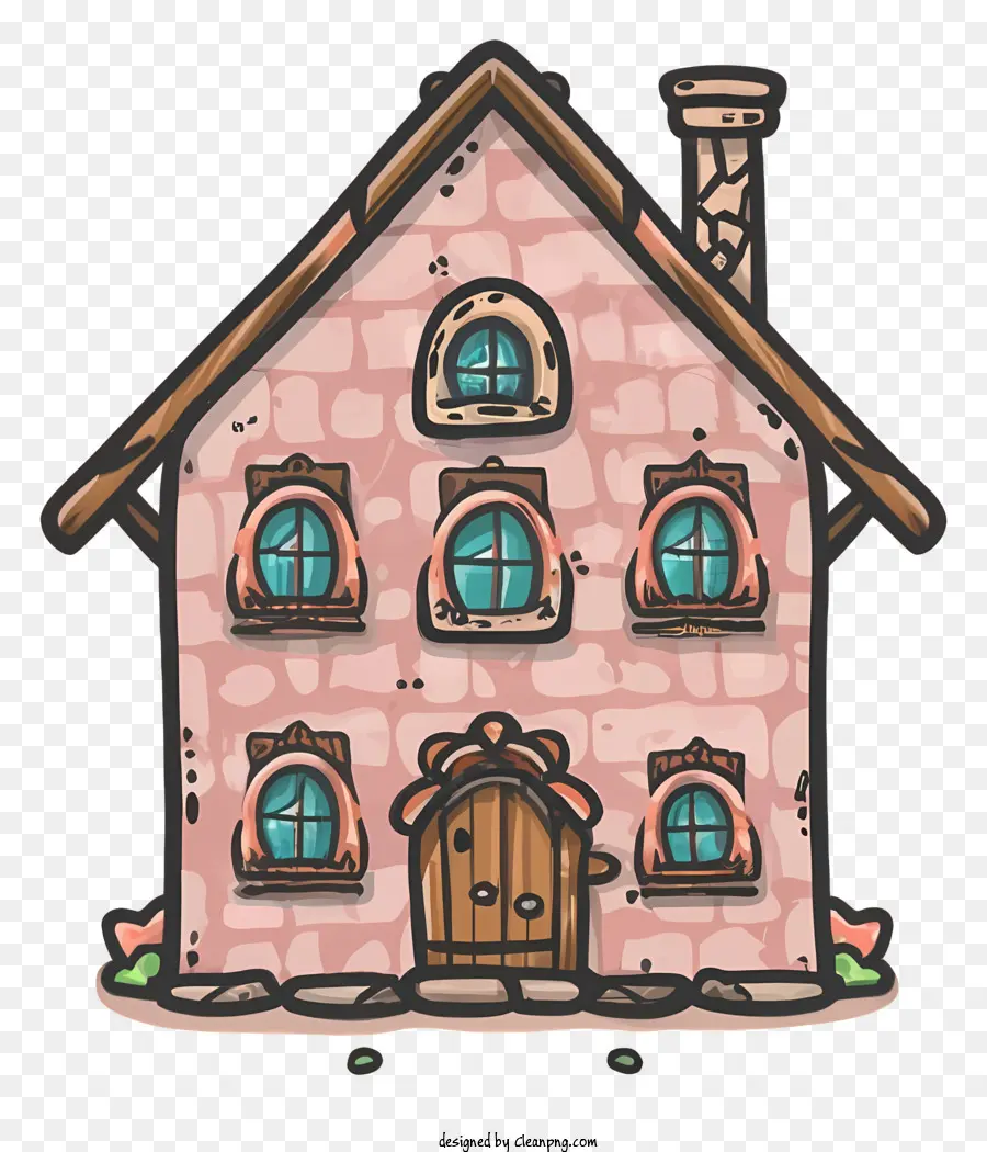 Pequena Casa，Casa De Tijolos Rosa PNG