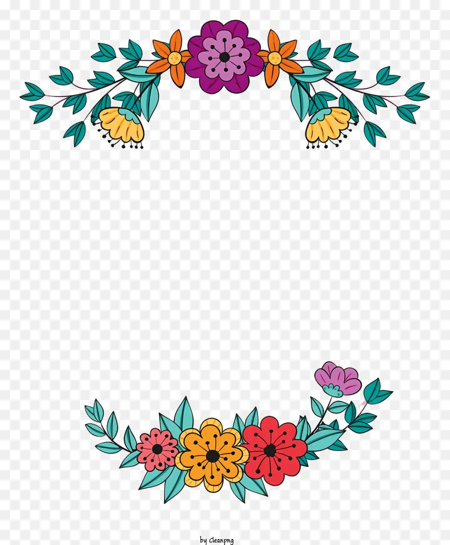 Floral Moldura，Flores Vibrantes PNG