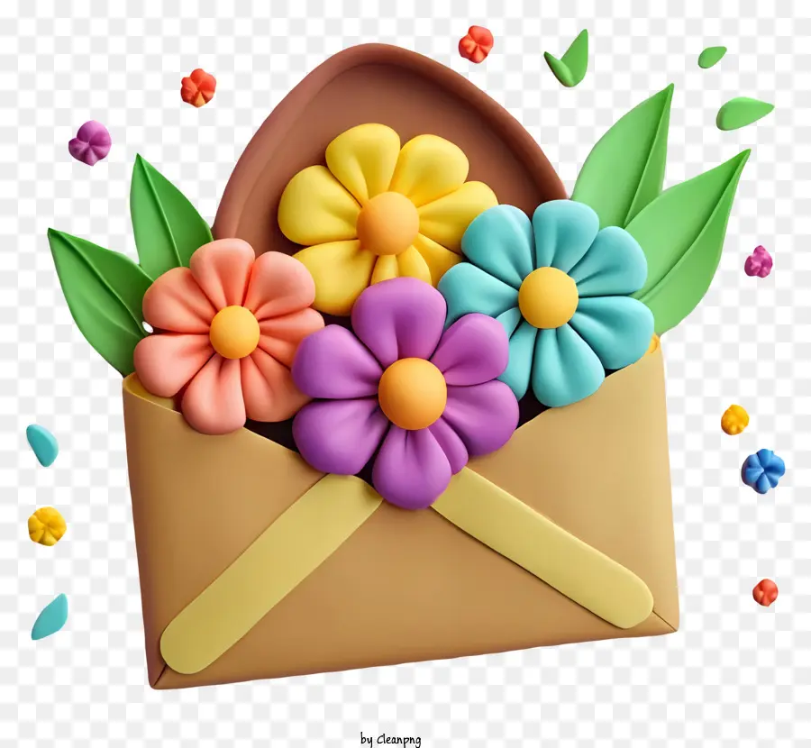 Feliz Páscoa，Flores Coloridas Em Envelope PNG