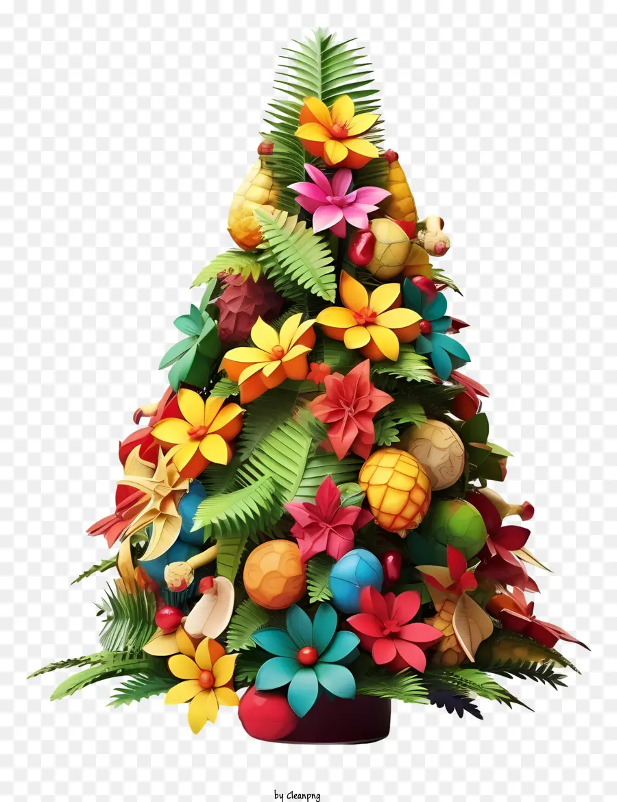 Decoração Da árvore De Natal，Decorações De Frutas E Flores PNG