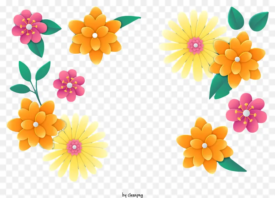 Flores Coloridas，Flores De Laranja PNG