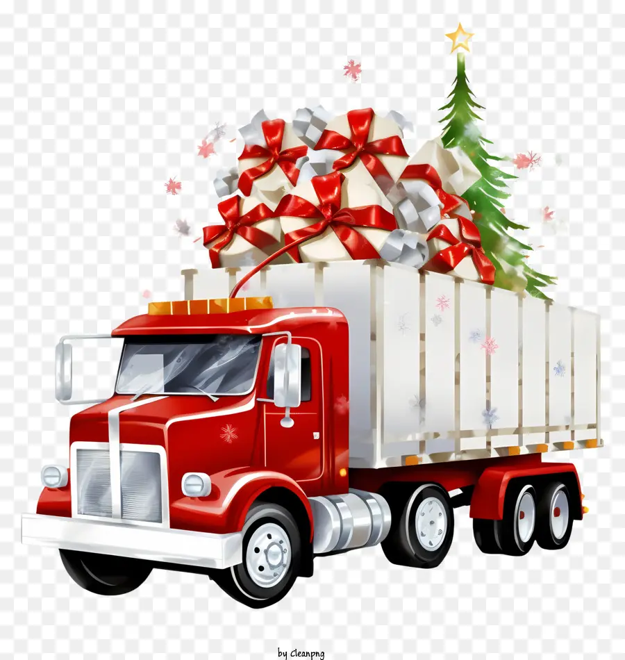 Caminhão Semi，árvore De Natal PNG
