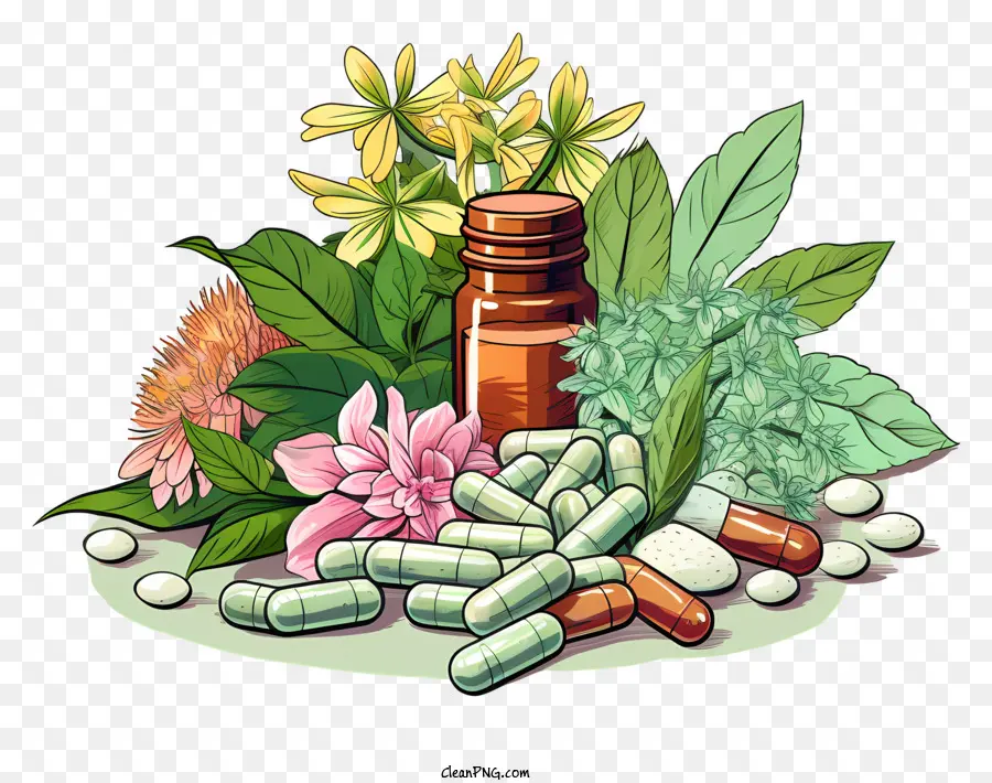 Pílulas De Ervas，Remédios Herbais PNG