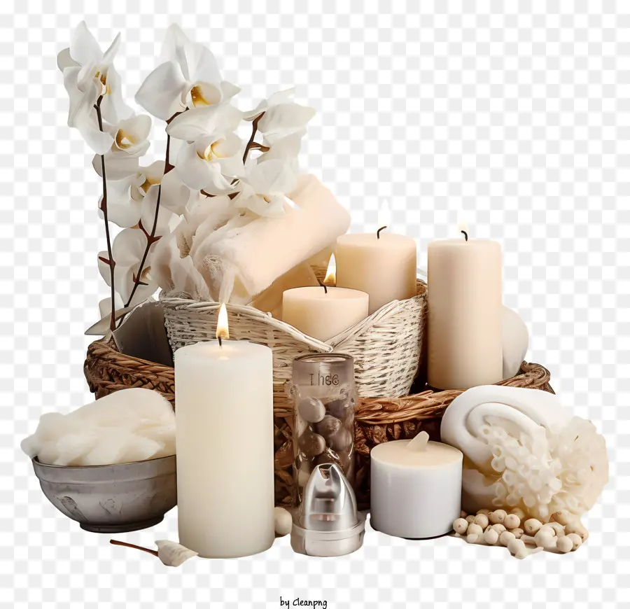 Velas Brancas，Itens De Spa PNG