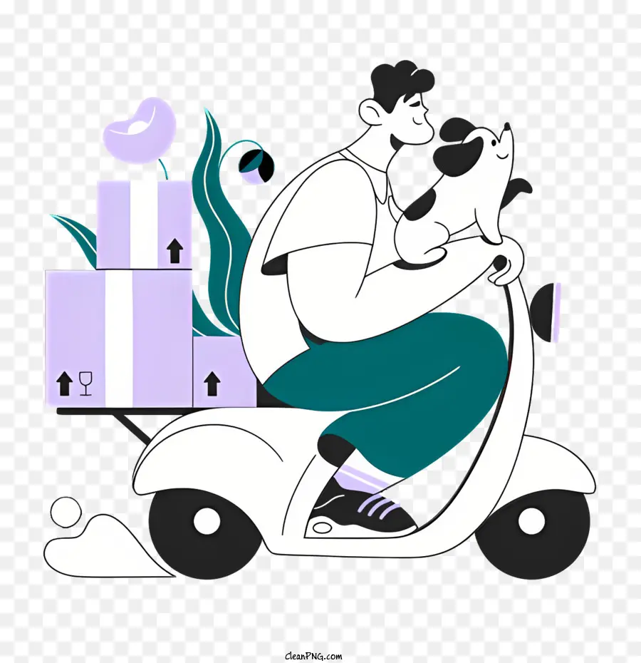 Homem Na Scooter，Cachorro PNG