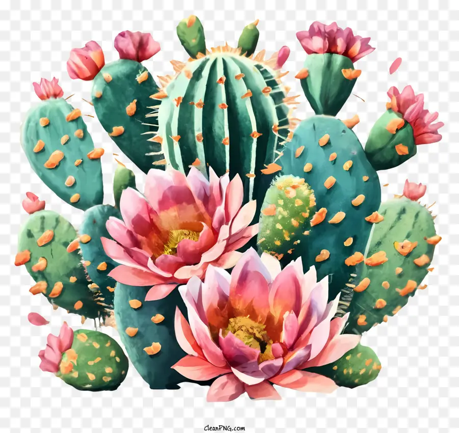 Cactos Rosa，Cactos Com Flores Rosa PNG