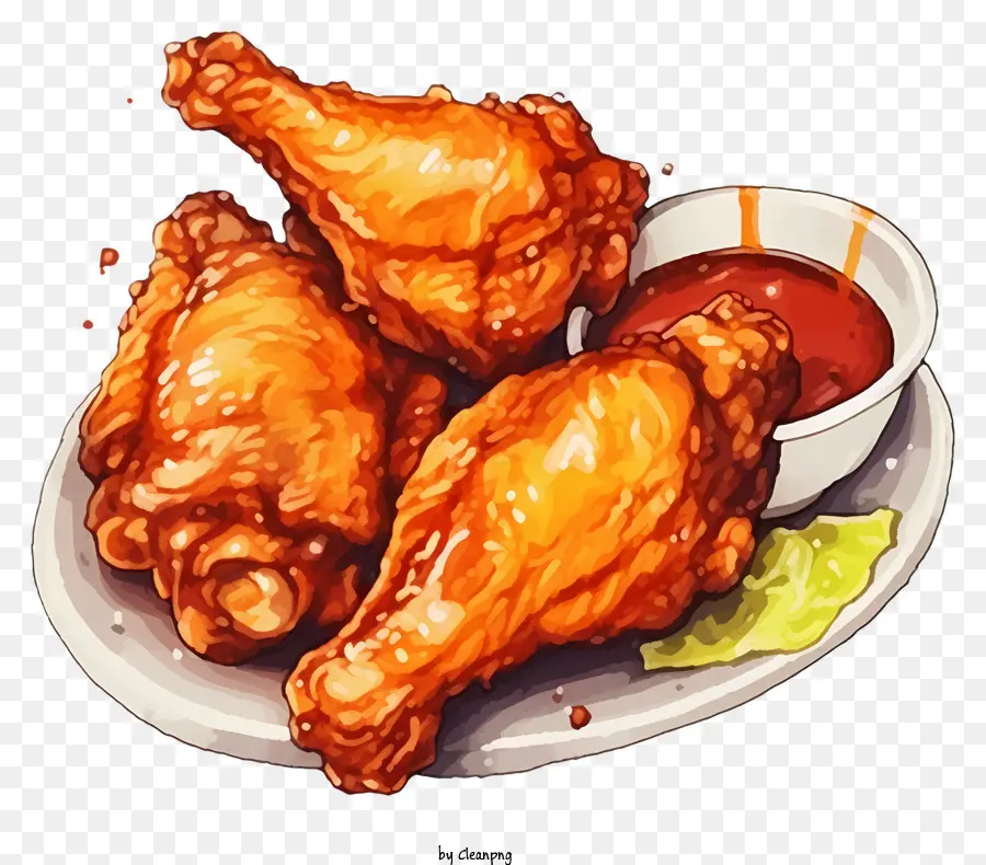 Nuggets De Frango Frito，Molho Barbecue PNG