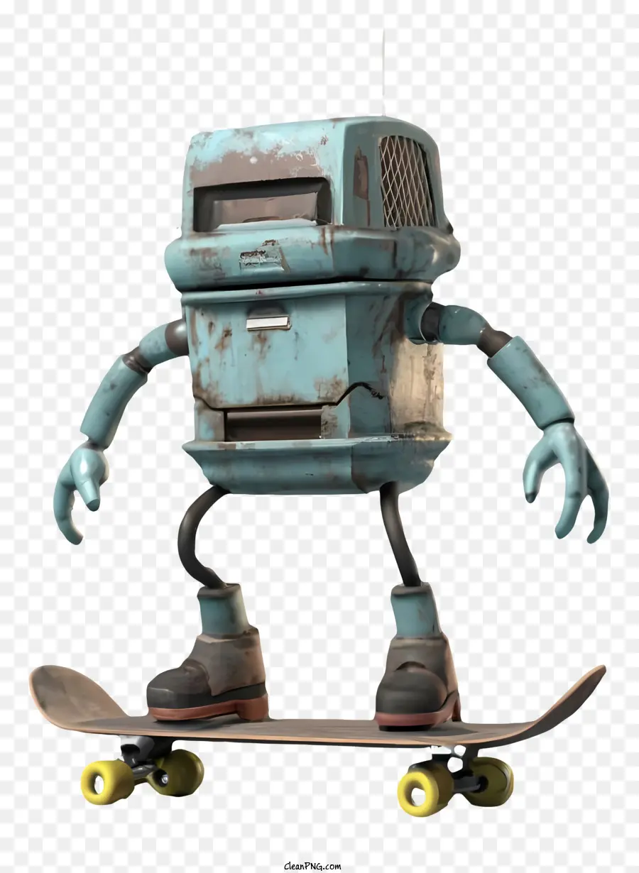 Robô No Skate，Capacete Azul PNG