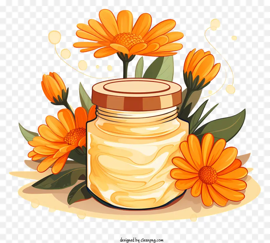 Mel De Laranja，Jarra Com Flores PNG