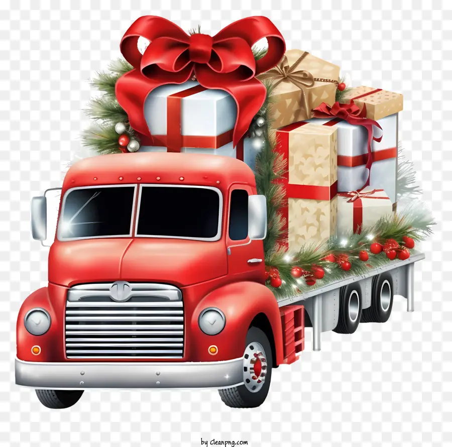 Caminhões Transportando Presentes，Papai Noel Hat PNG
